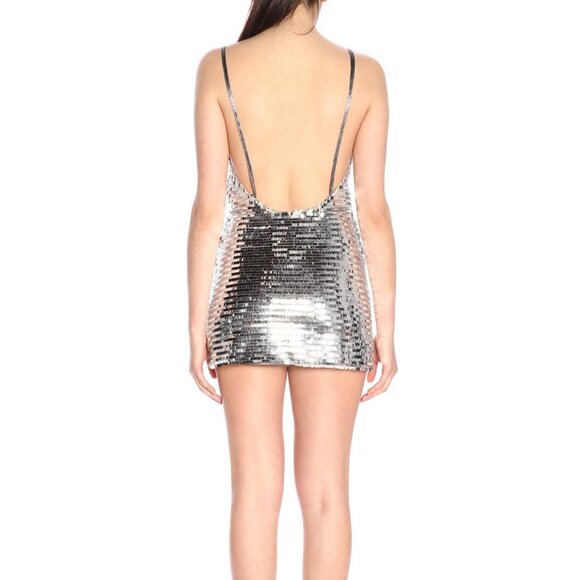 Chiara Ferragni Paillettes Mirror Party Mini Dress NWT Silver Sequin Size Medium - Picture 5 of 14